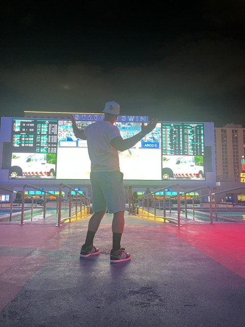 Cliff studying the betting board