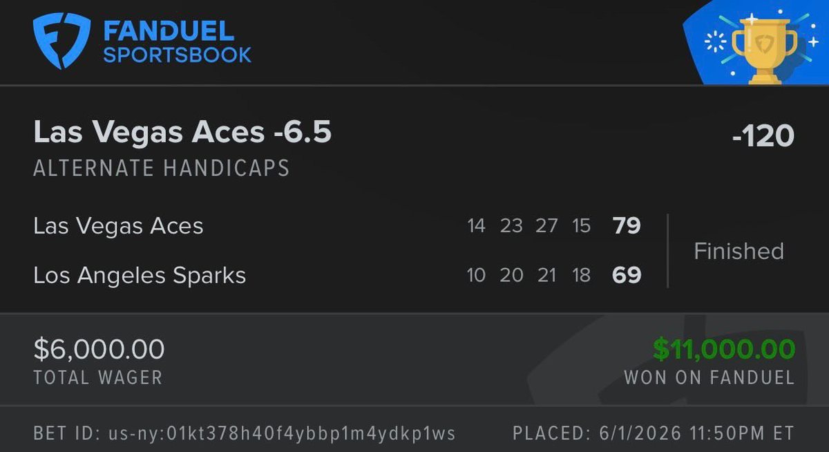 Winning FanDuel ticket