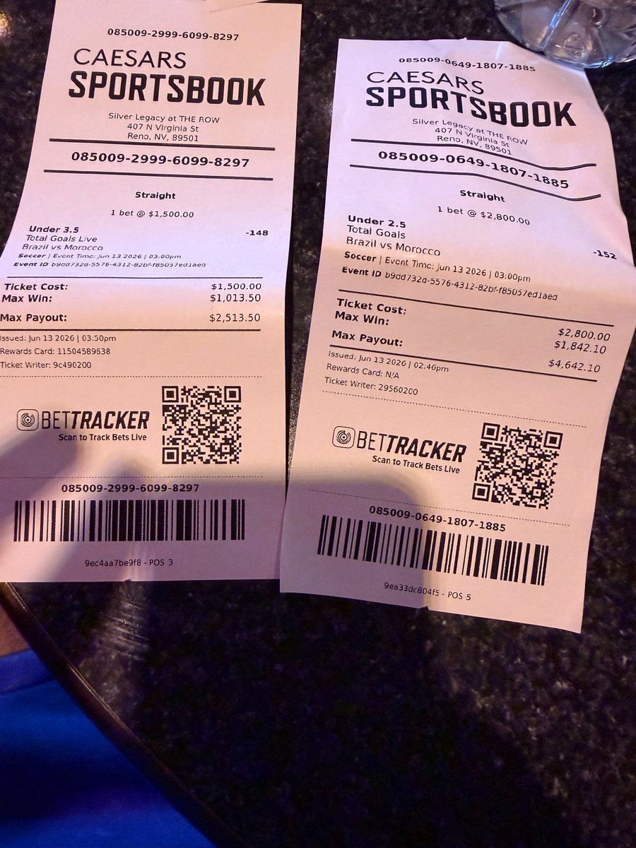 Caesars Sportsbook winning tickets