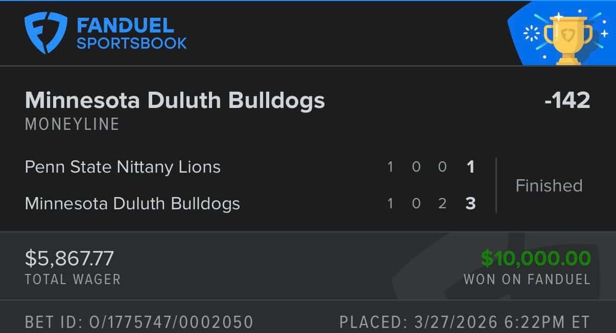 Winning FanDuel ticket